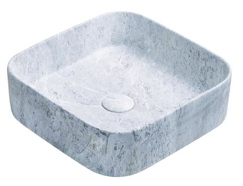 Vasque rectangle à poser LYS en céramique 37 x 37 x 11 cm - Marbre gris